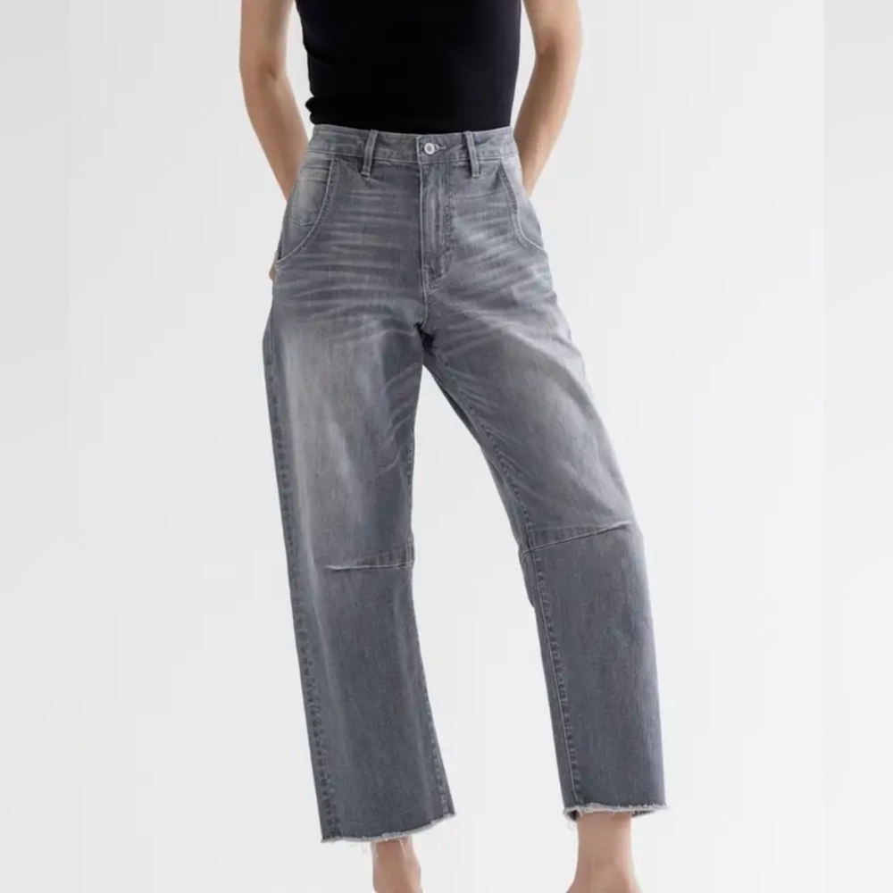 NWT Mica Denim Grey Barrel Jeans